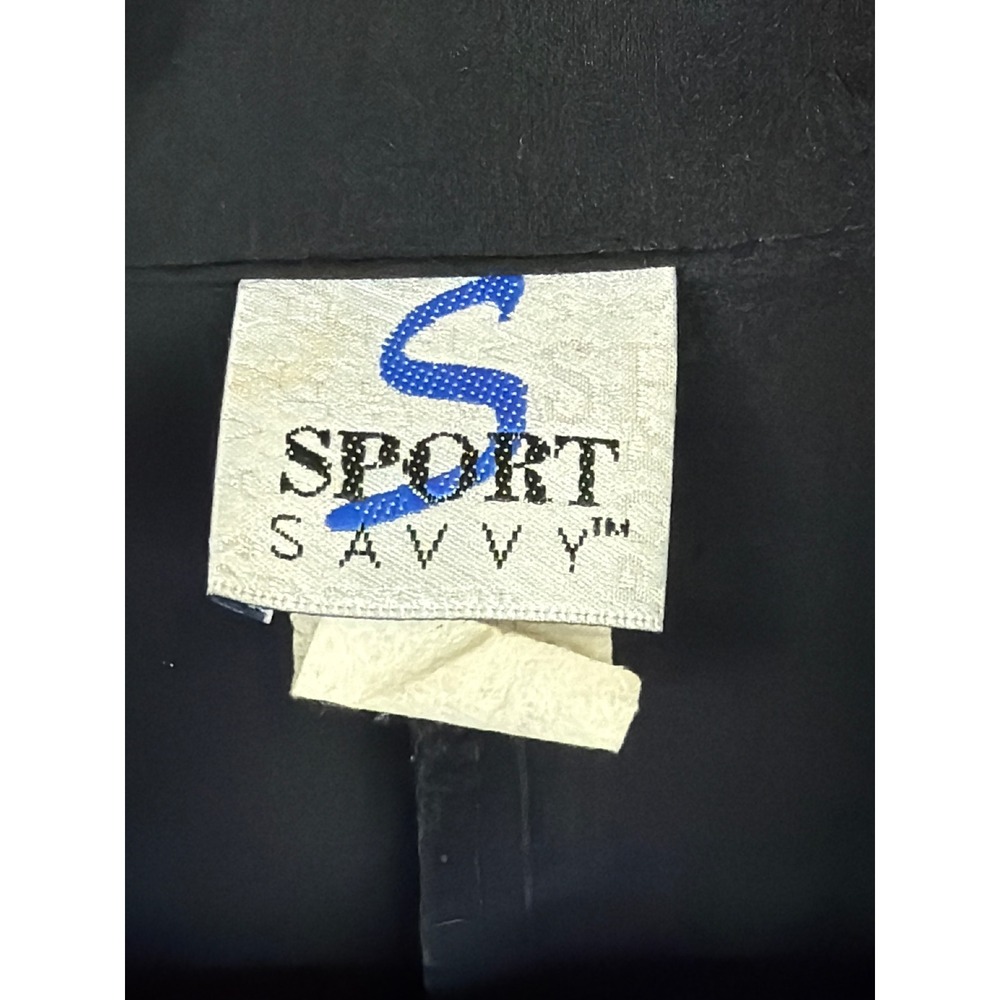 VTG 90s Sport Savvy Black Track Jacket Bold Colorblock Stripes Women's Large - Picture 3 of 6